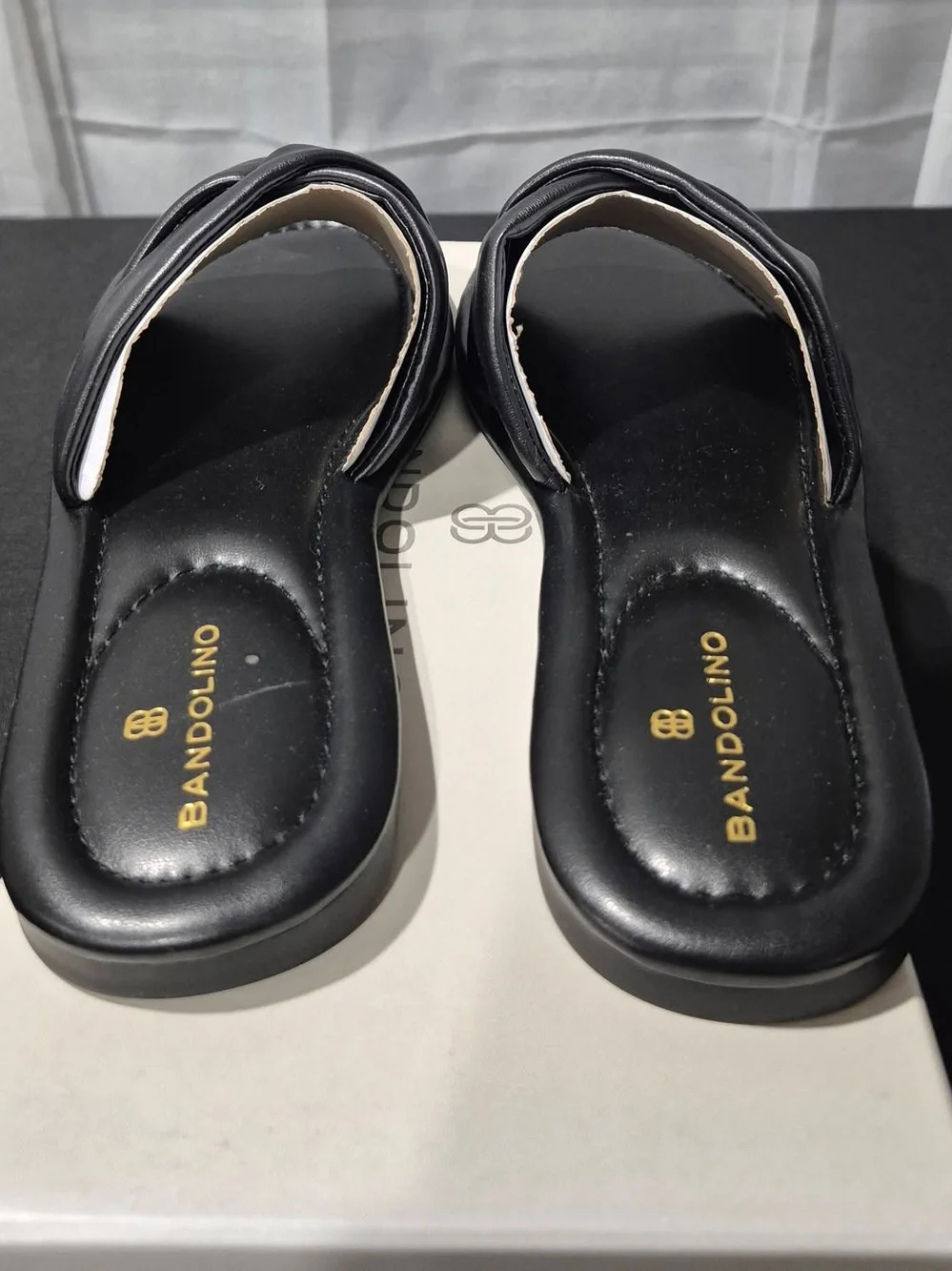 Bandolino Women’s Black Braided Slide Sandals Vistan3